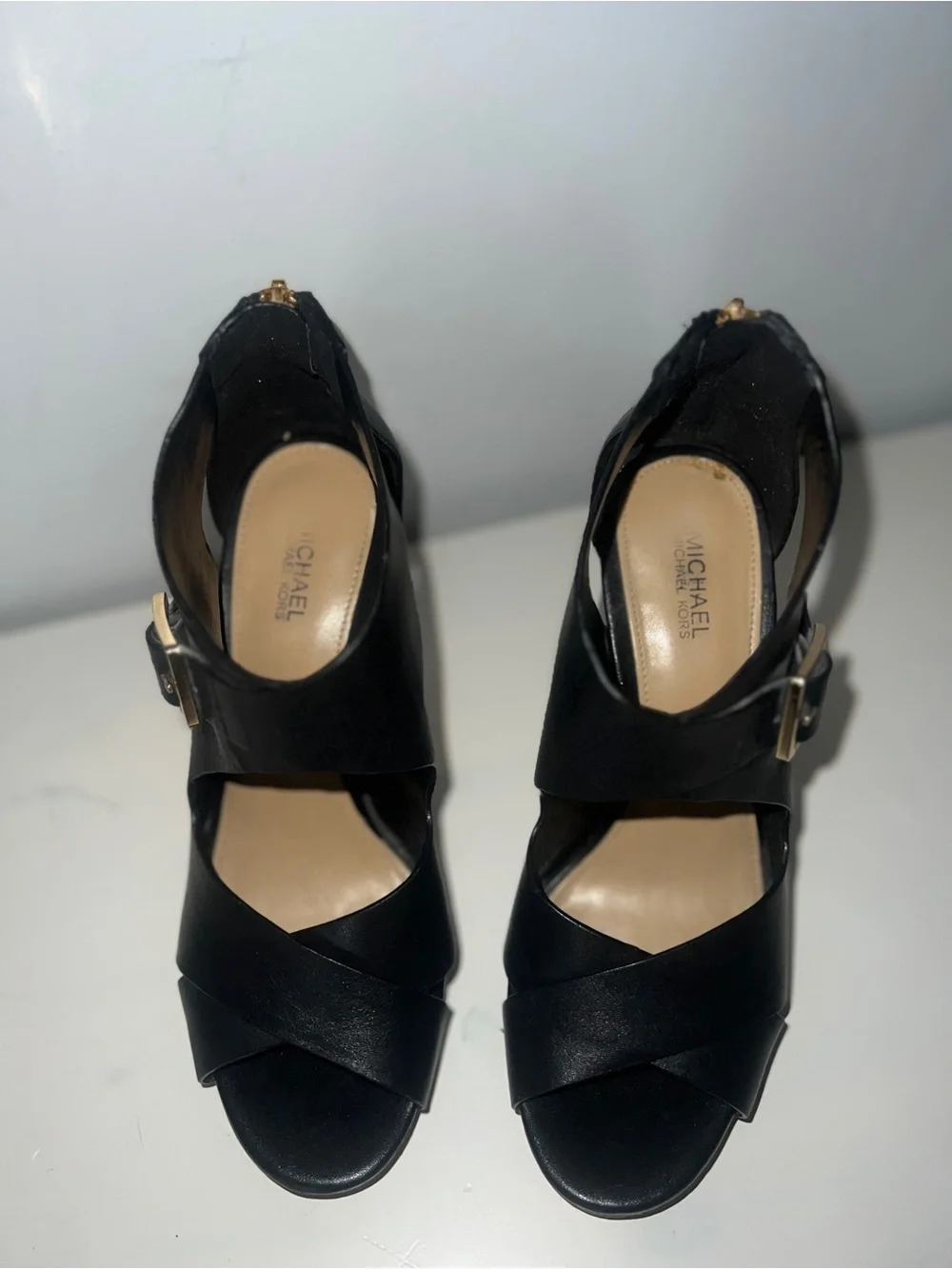 Michael Kors Black Leather Crisscross Stilettos